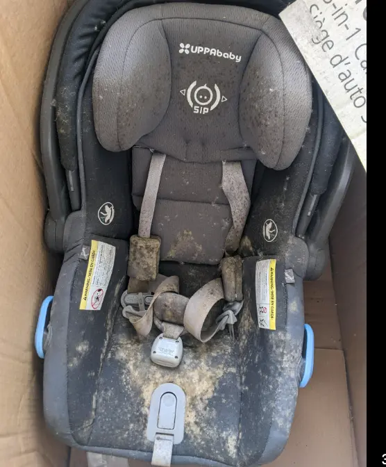 Baby car seat deep cleanse service — dirty UPPAbaby infant seat