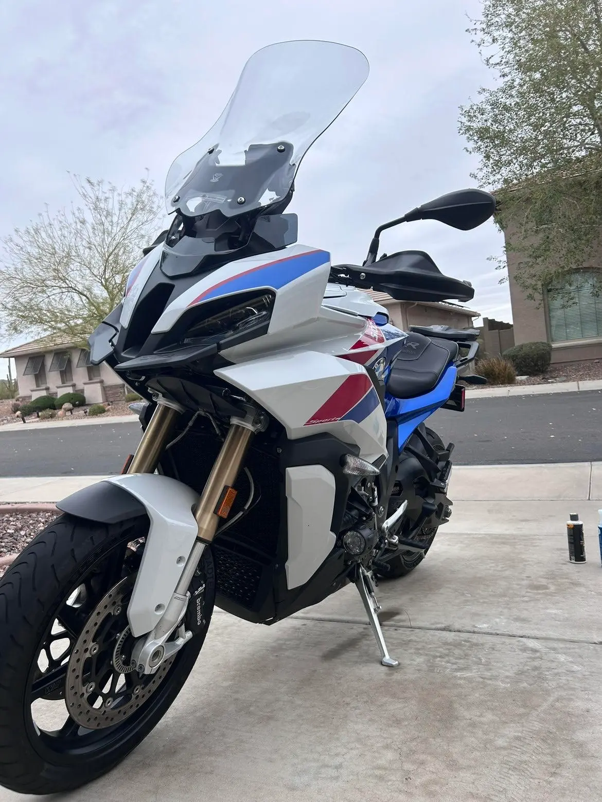 BMW motorcycle detail service in Phoenix AZ driveway